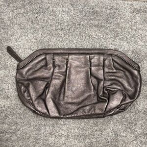 GAP clutch purse handbag soft Silver Pewter Gray Metallic Gun Metal Party 13”EUC